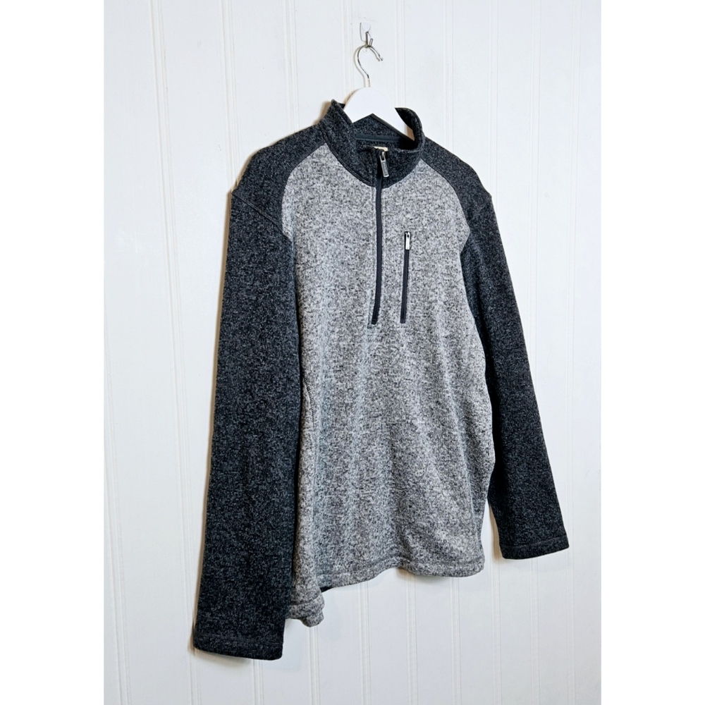 Woolrich Jacket Mens XXL Angler Gray 1/4 Zip Fleece Pullover Chest Pocket